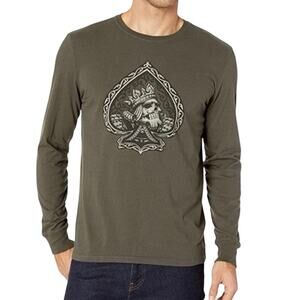 LUCKY BRAND Skeleton King of Spades Long Sleeve Tee Gray - Men’s Sz Large